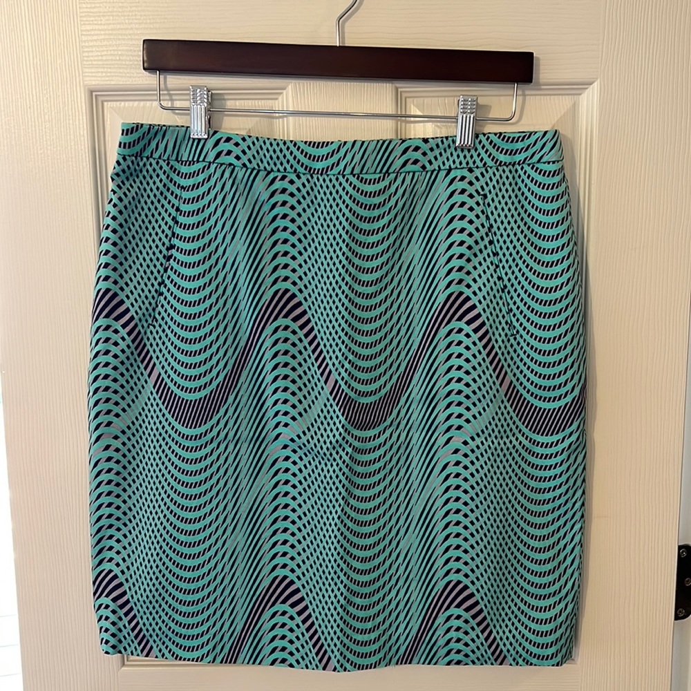 Turquoise, Navy, & Gray Halogen Pencil Skirt
